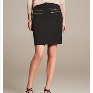 BR black pencil skirt with gold zippers